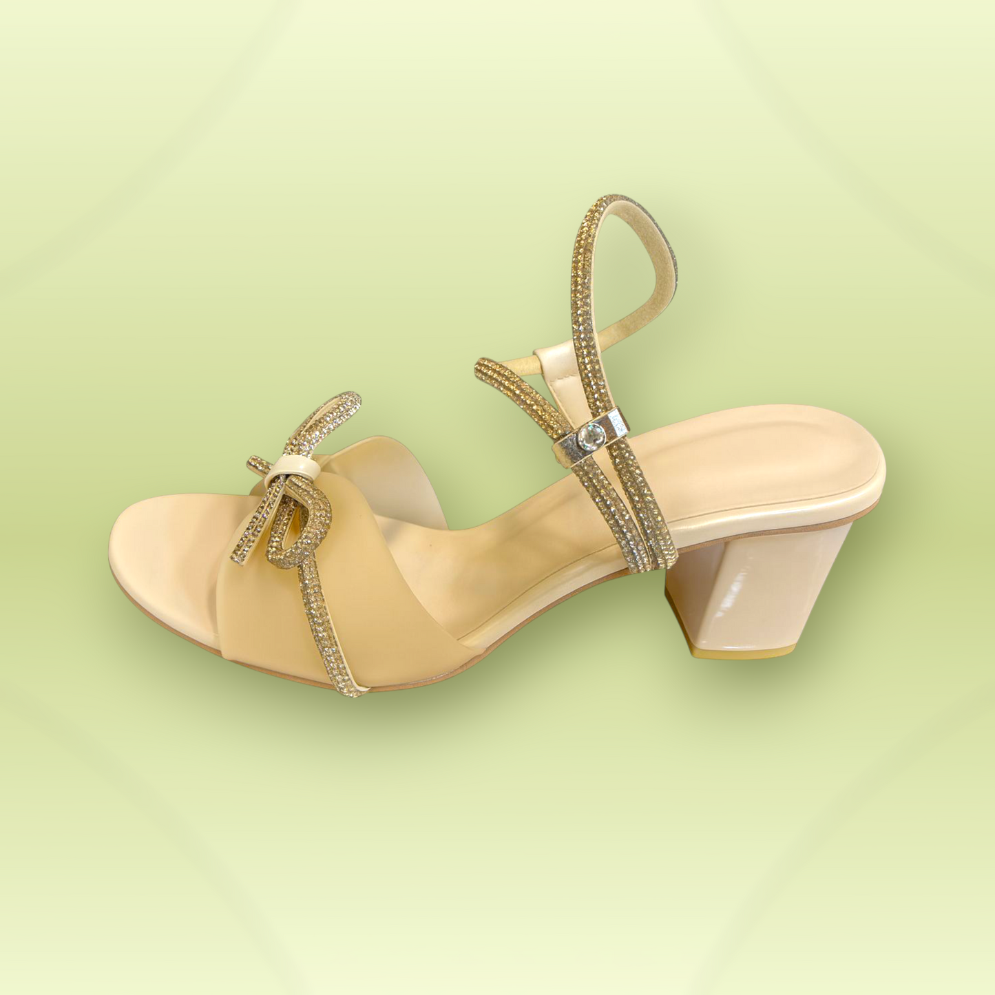 Crystal Bow Block Heels