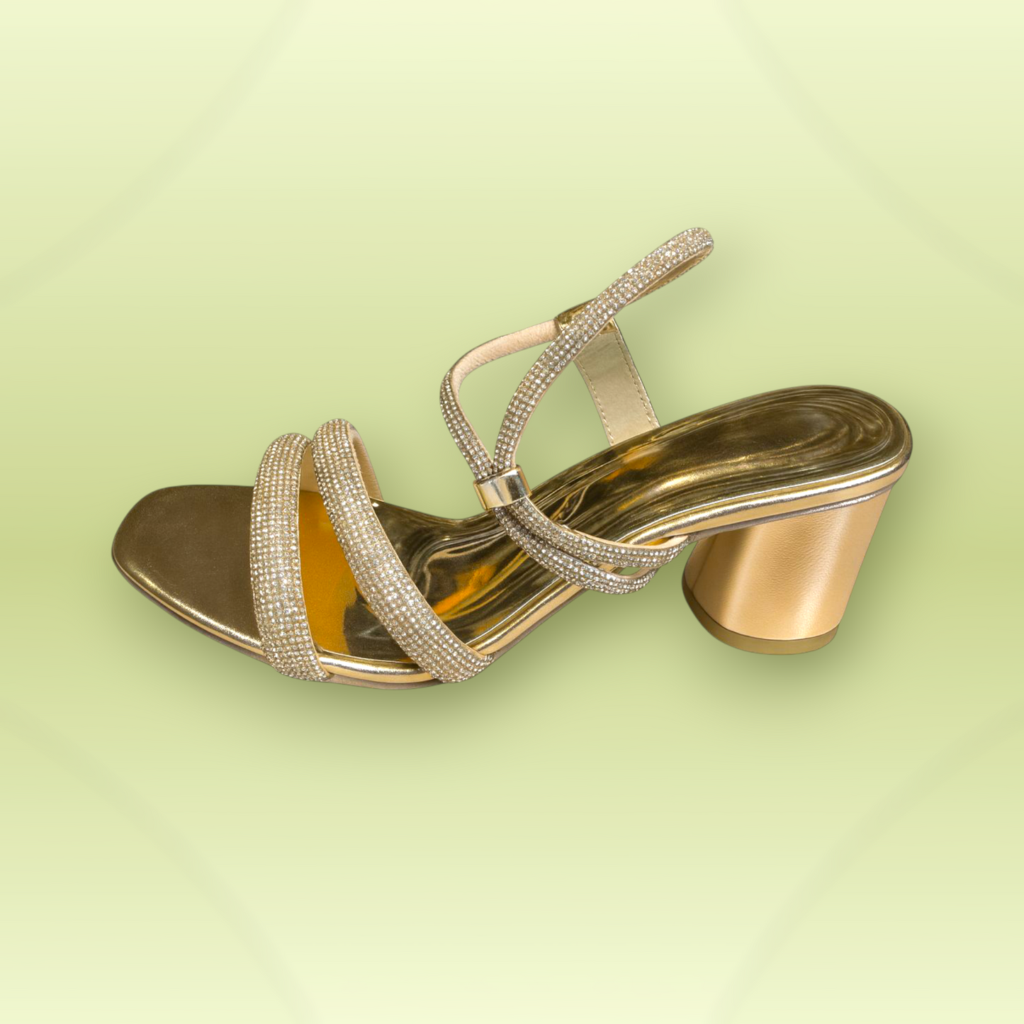 Crystal Strap Ankle Block Heels