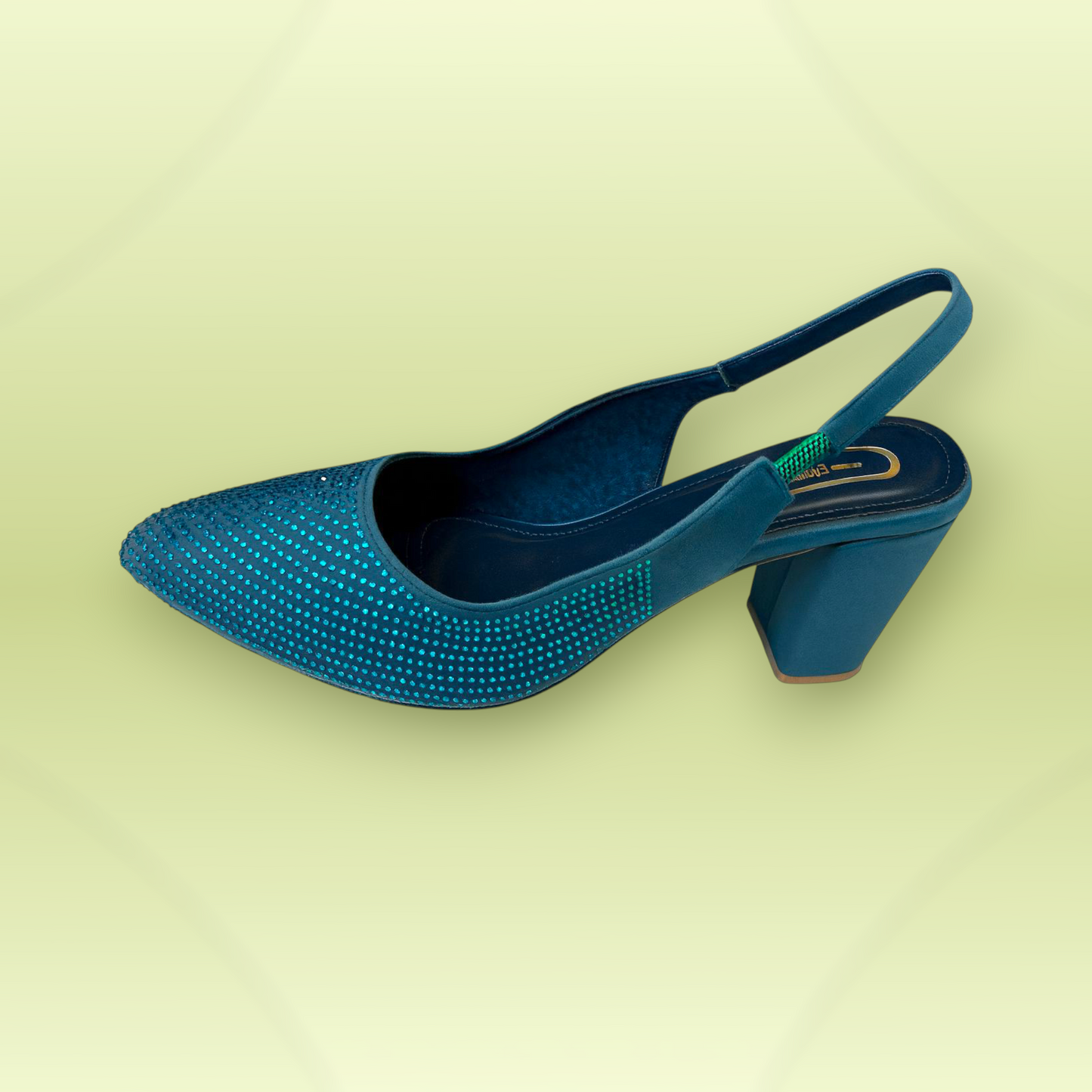 Rhinestone Slingback Block Heel Pumps