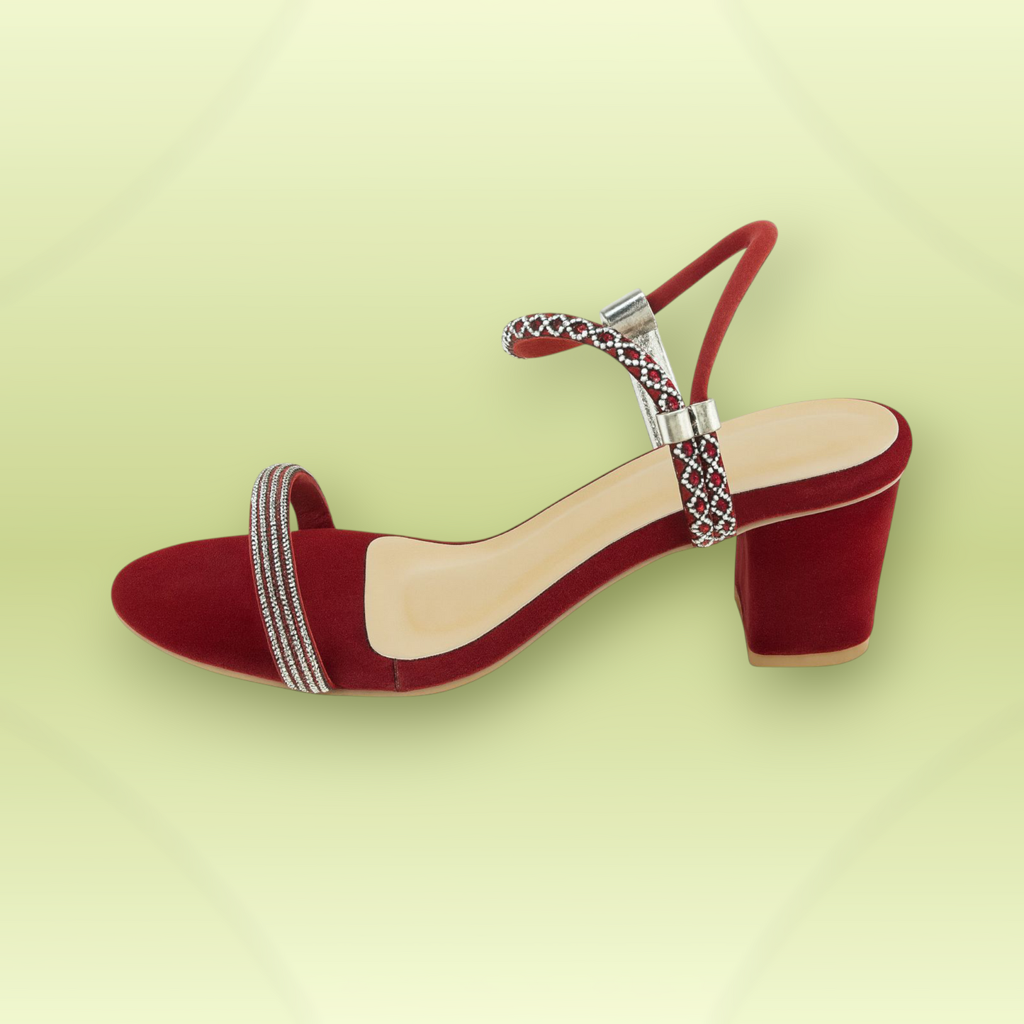 Crystal Strap Block Heels