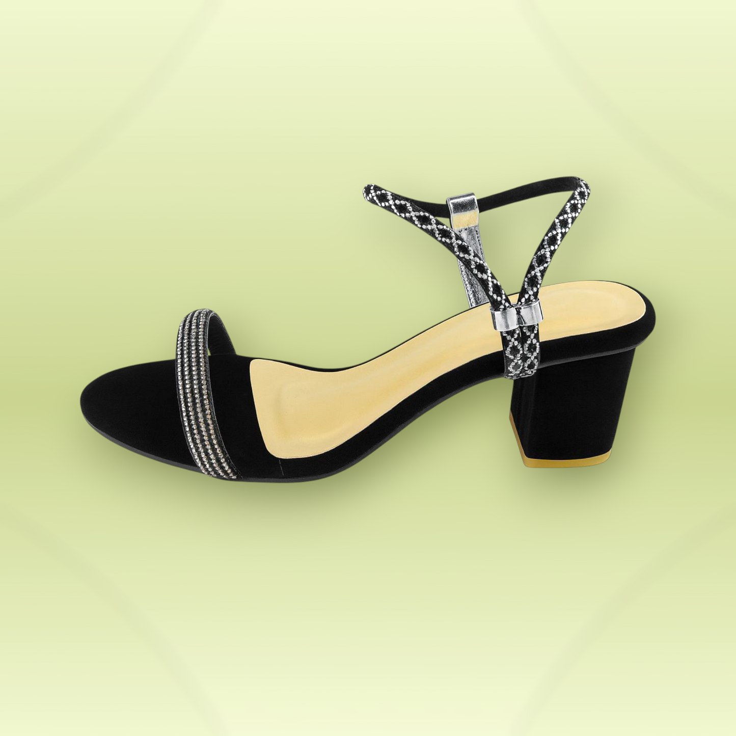 Crystal Strap Block Heels