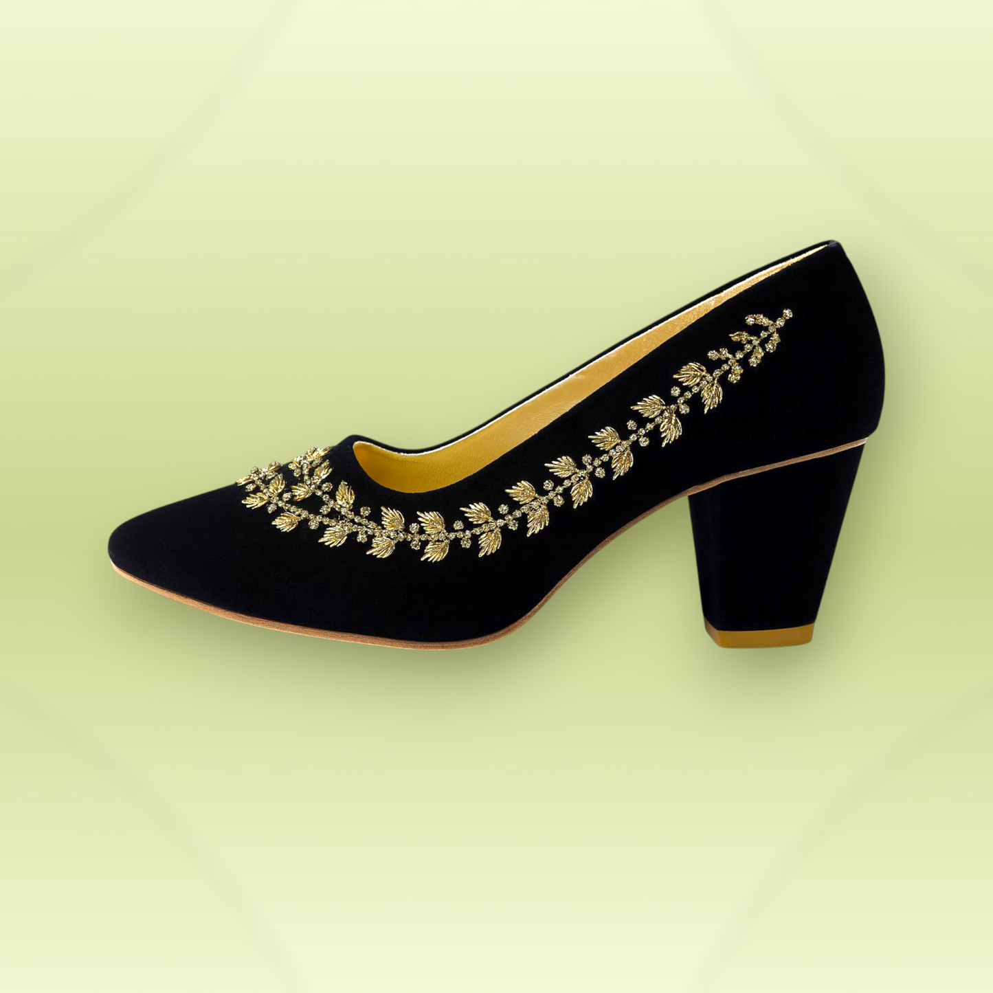 Silver And Gold Embellished Block Heels