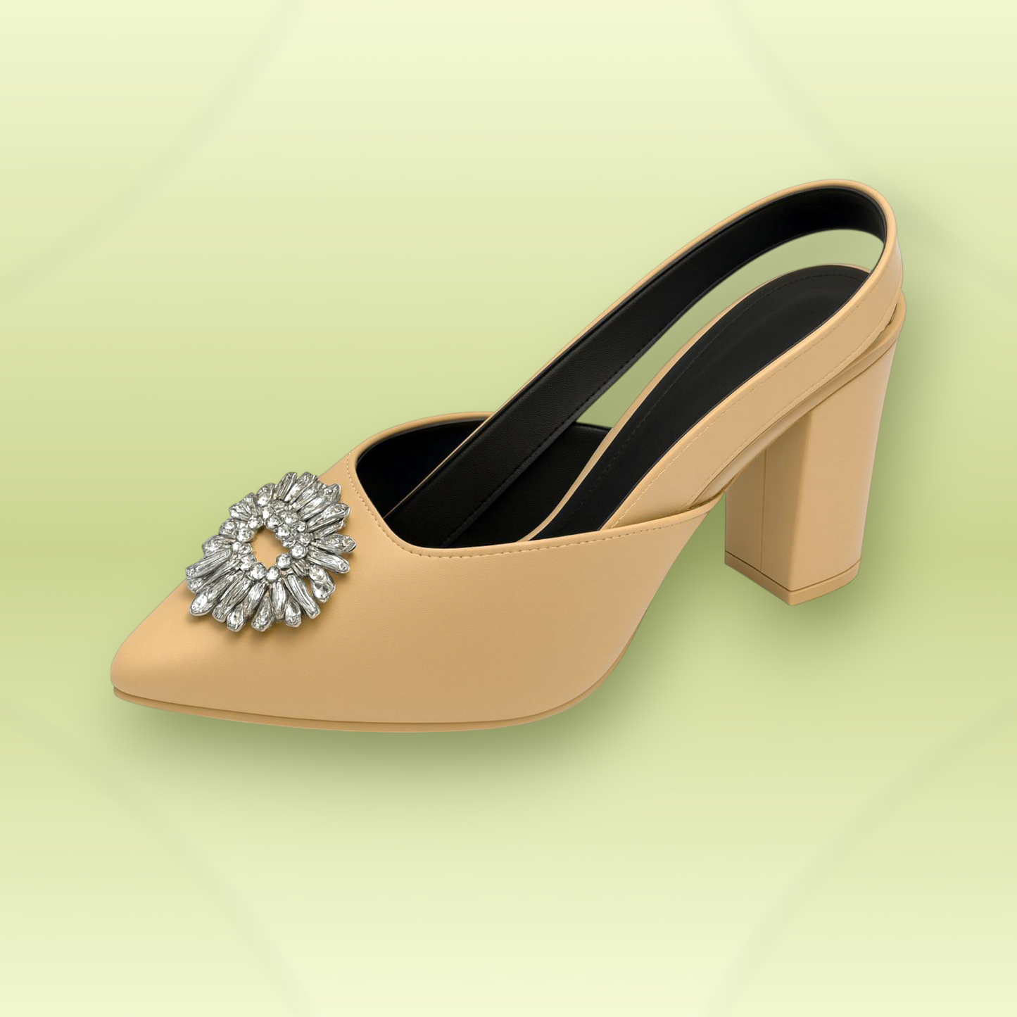Crystal Embellished Block Heel