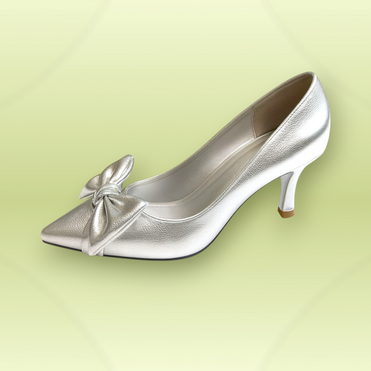 Metallic Bow Stiletto Heels