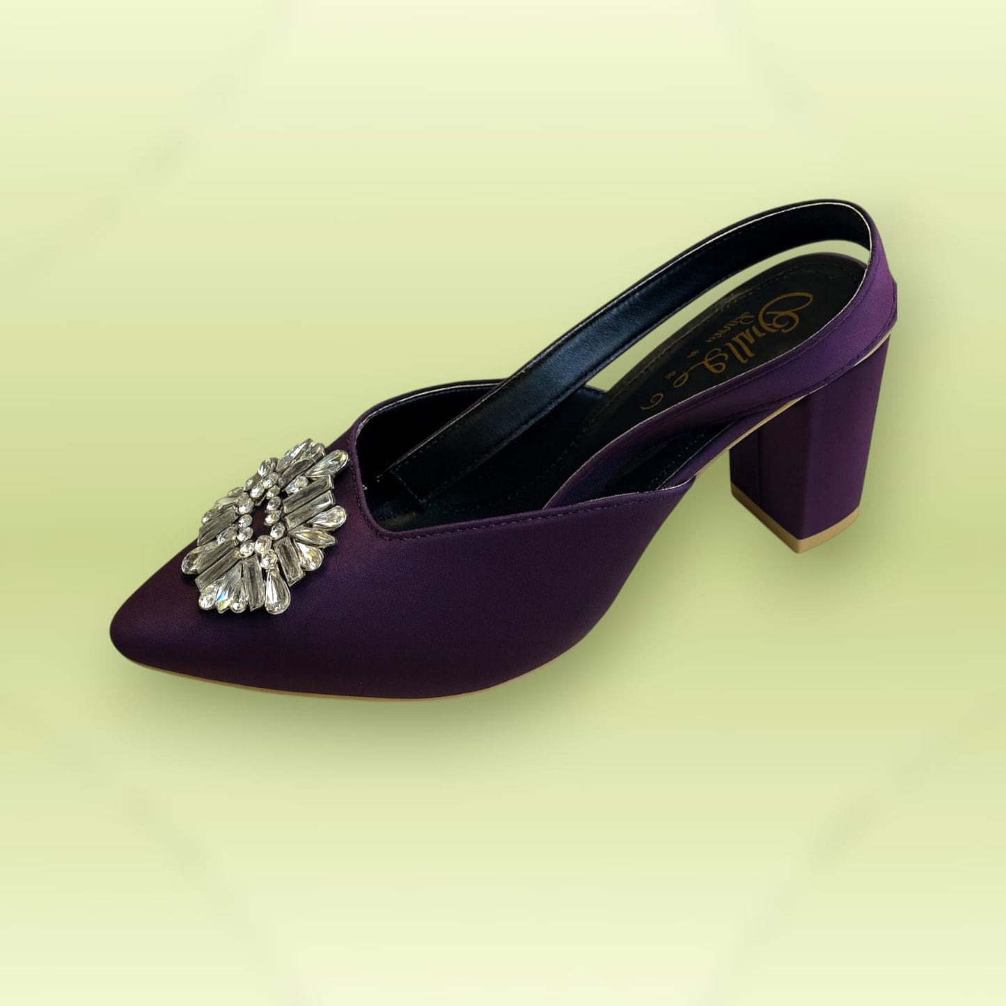 Crystal Embellished Block Heel