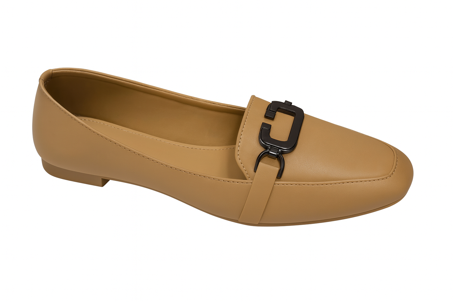 Caramel Classic Buckle Loafers