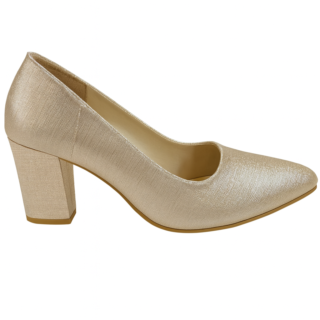 Champagne Gold Shimmer Block Heels