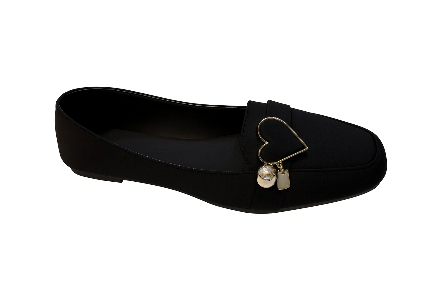 Noir Heart Charm Loafers