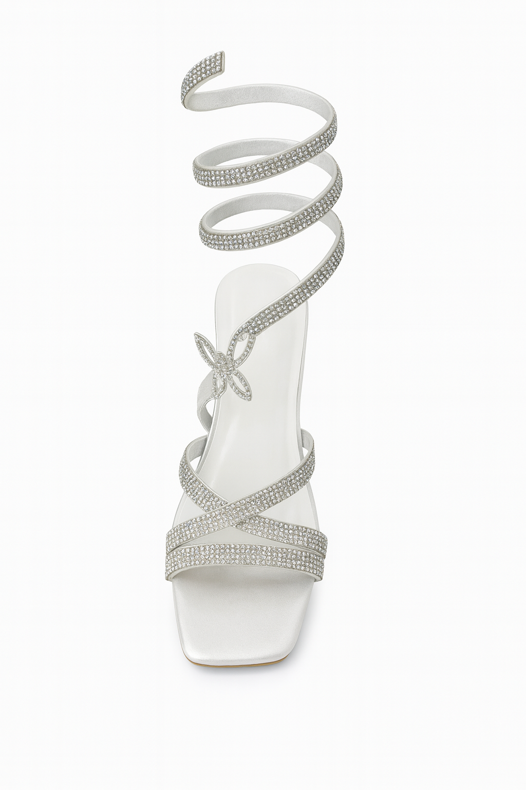 Silver Spiral Crystal Wrap Heels