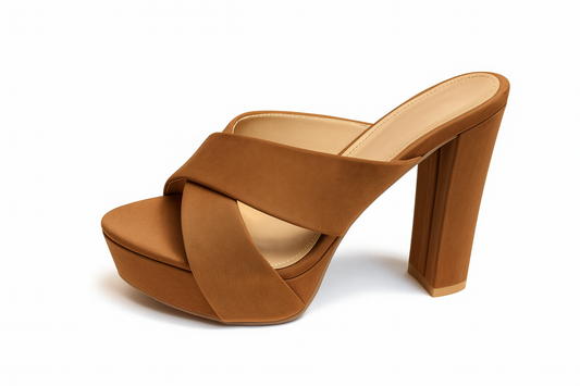 Caramel Brown Platform Block Heels