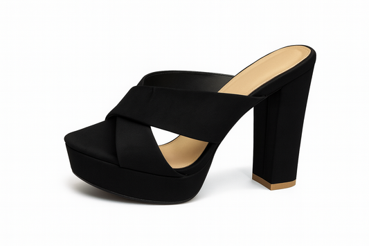 Classic Black Platform Block Heels