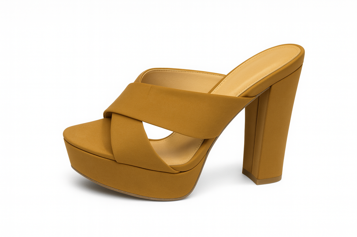 Mustard Yellow Platform Block Heels