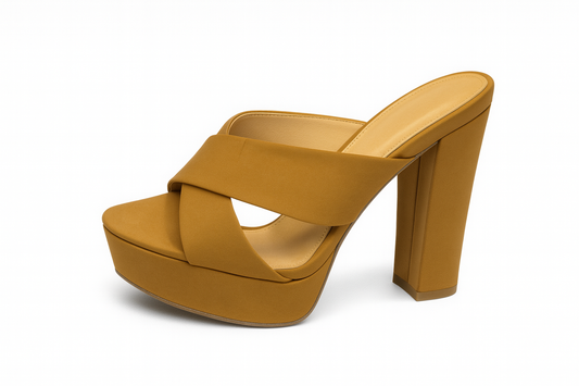 Mustard Yellow Platform Block Heels