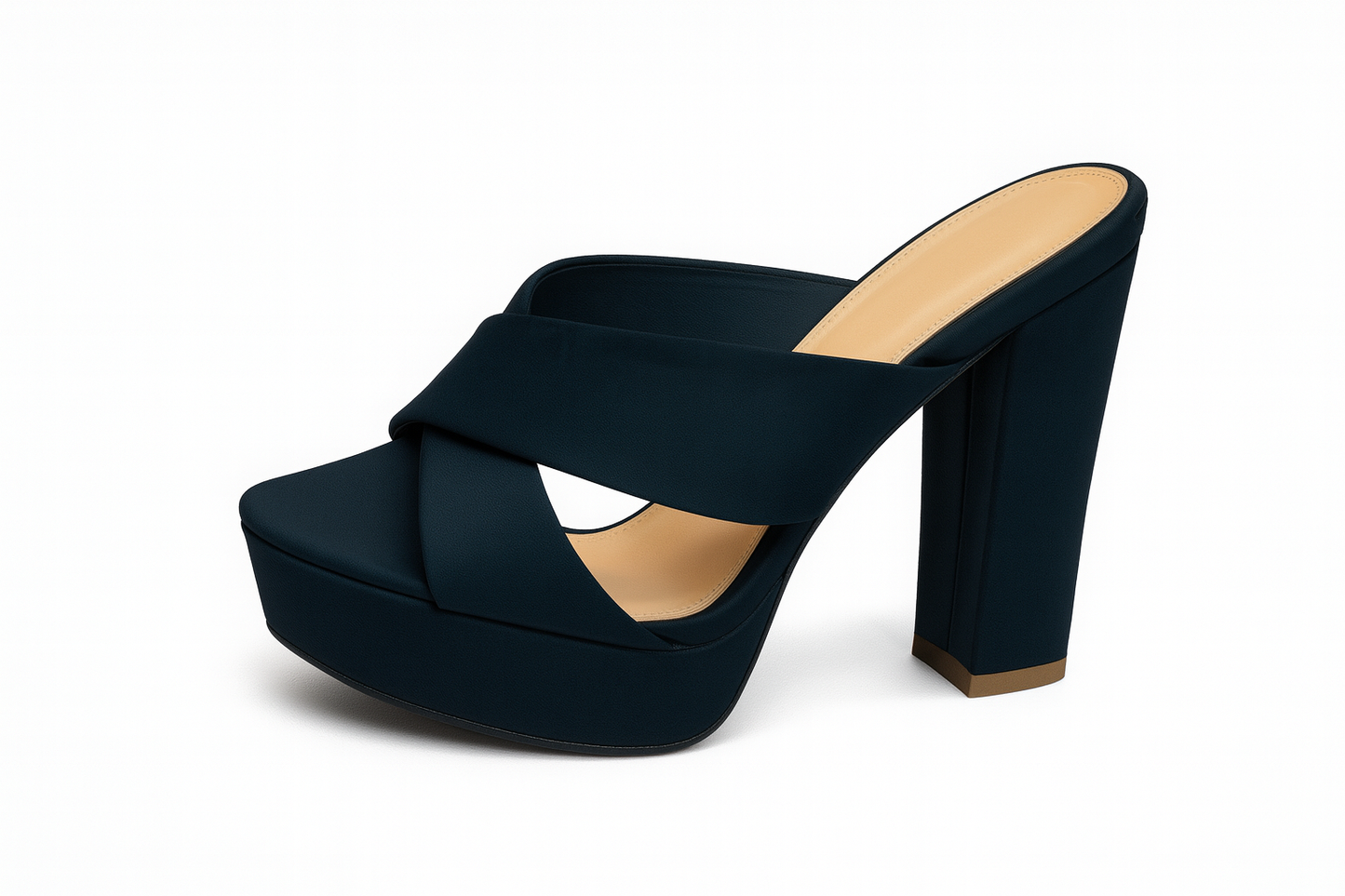 Midnight Black Platform Block Heels
