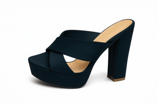 Midnight Black Platform Block Heels