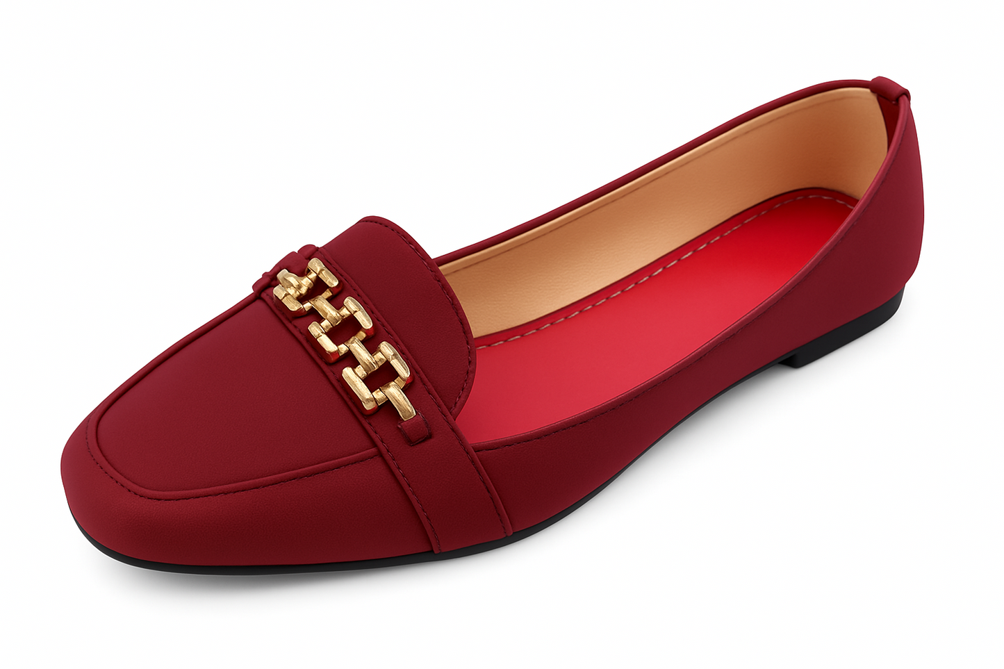 Maroon Chain Accent Loafers