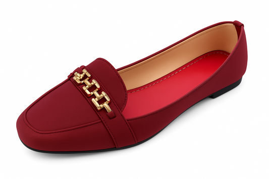 Maroon Chain Accent Loafers
