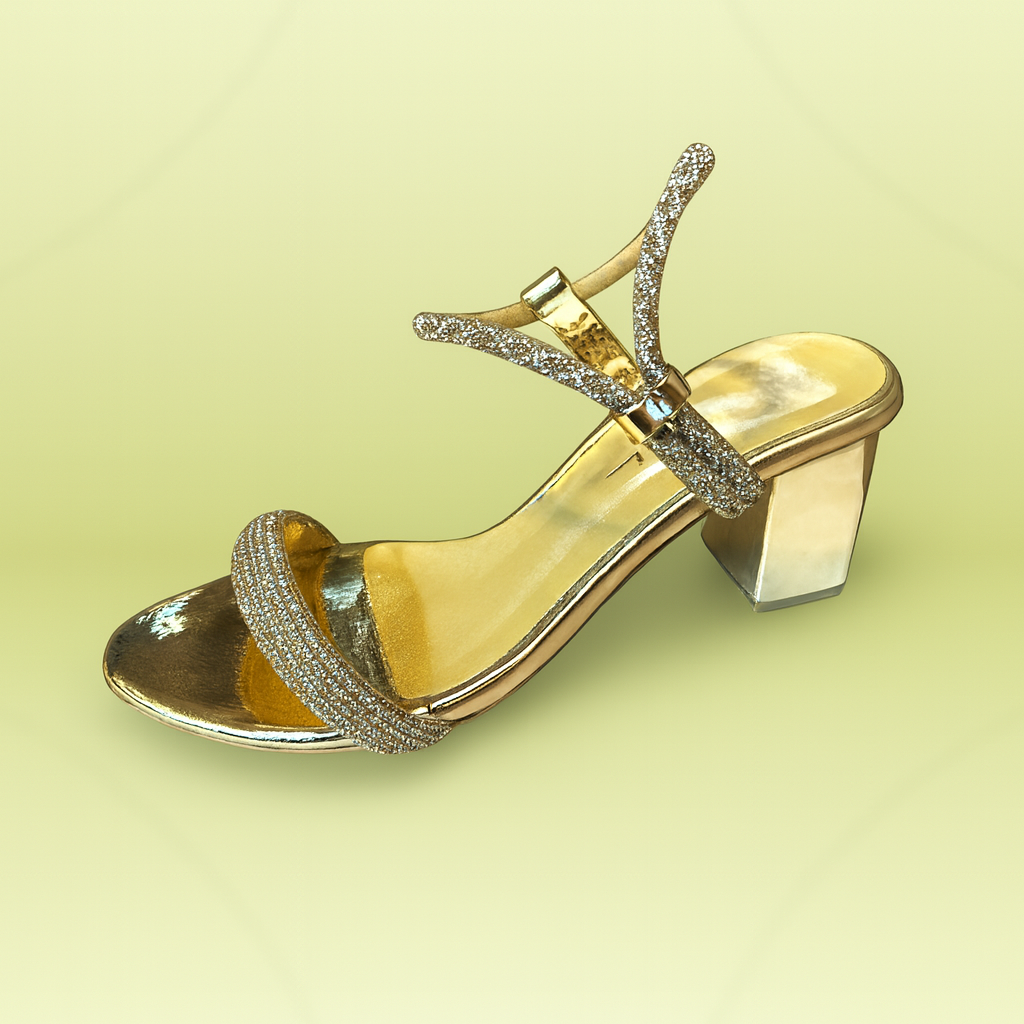 Crystal Strap Block Heels