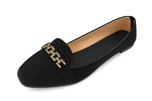 Black Chain Accent Loafers