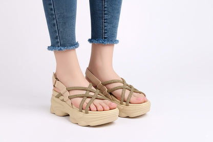 Metallic Crisscross Chunky Platform Sandals