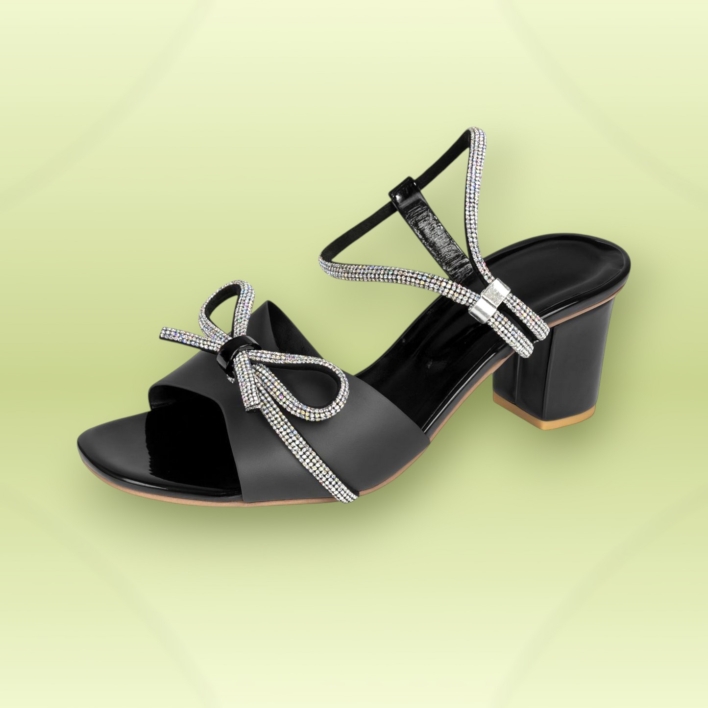 Crystal Bow Block Heels