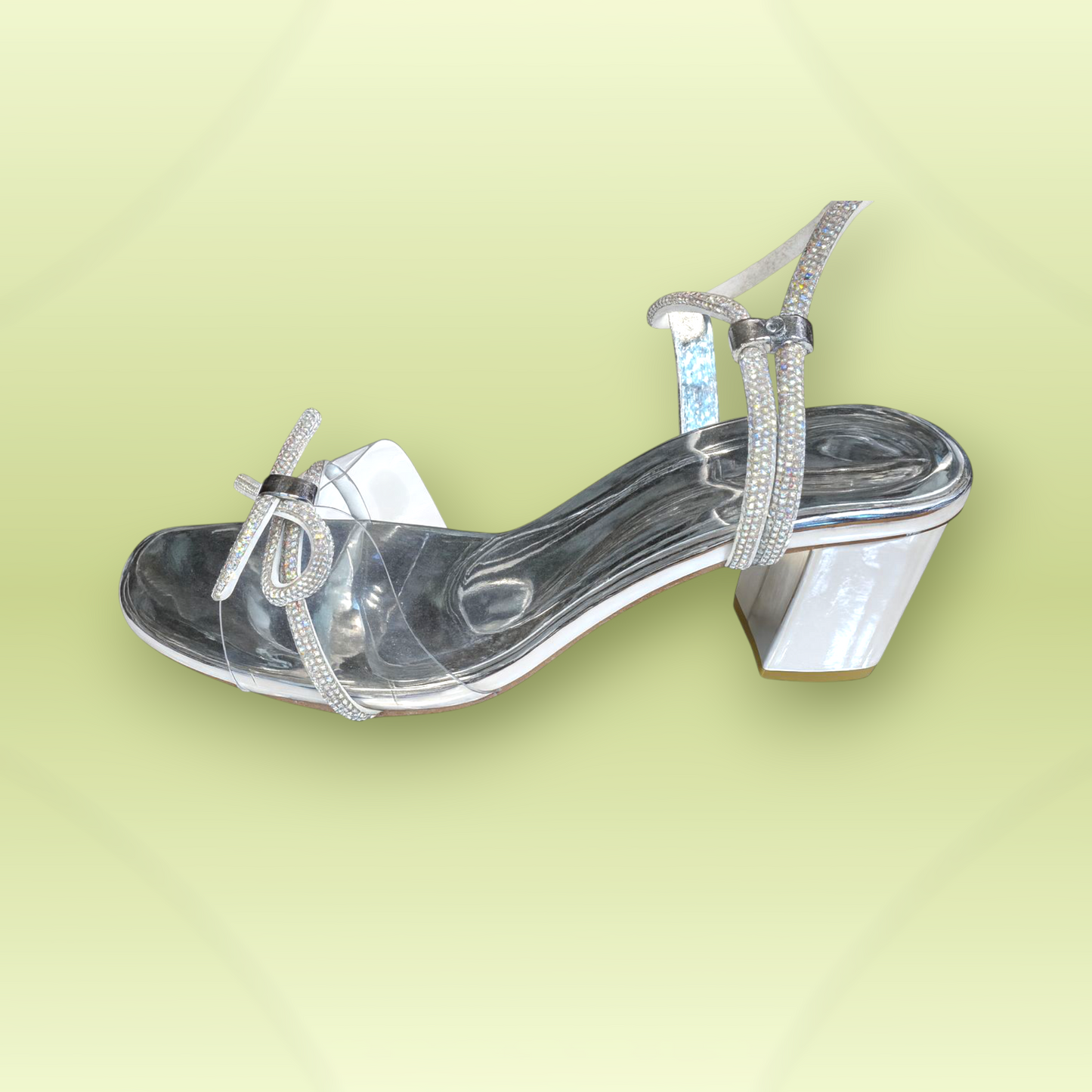 Crystal Bow Block Heels