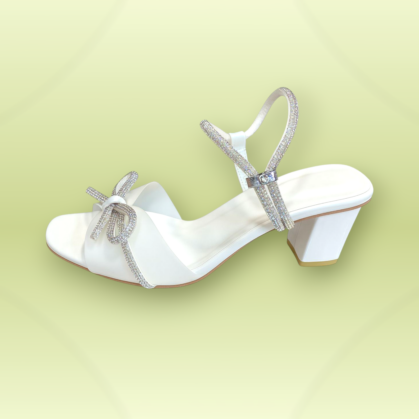 Crystal Bow Block Heels
