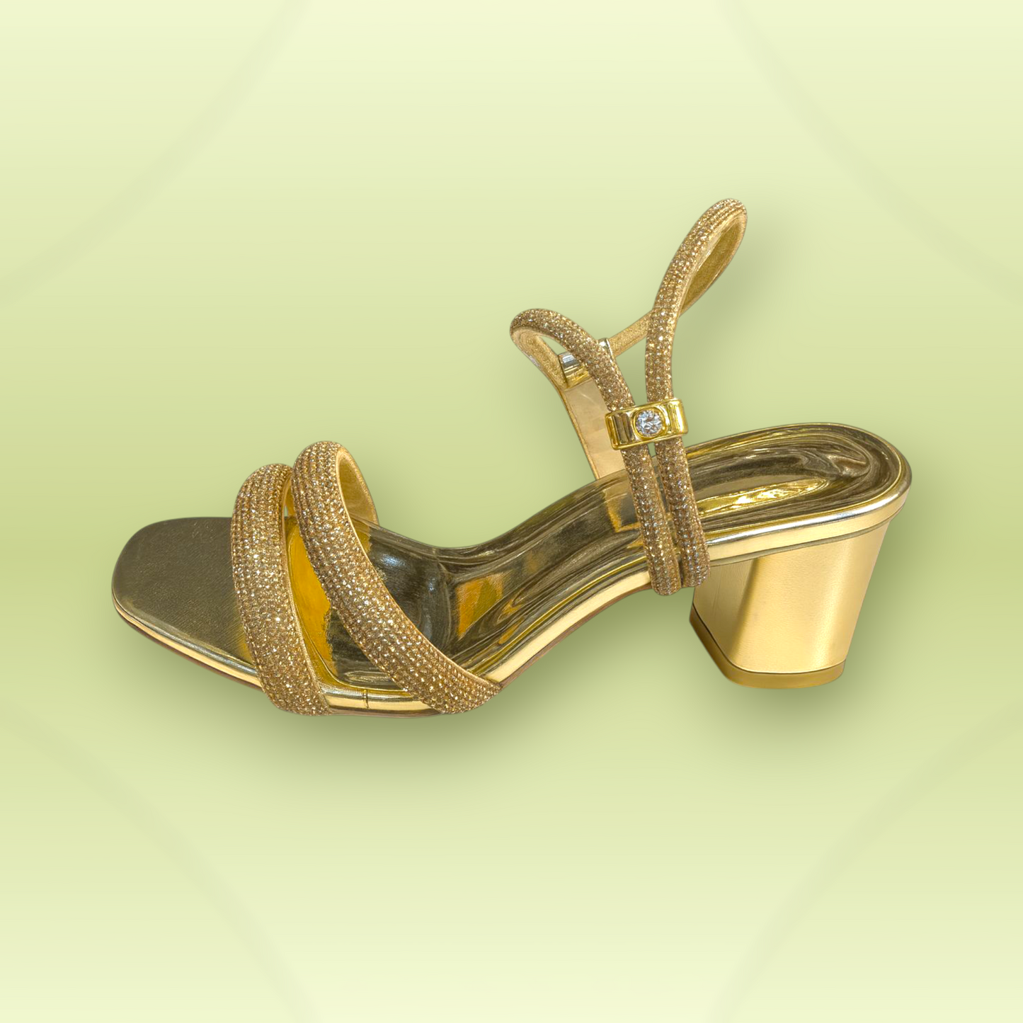 Crystal Strap Ankle Block Heels