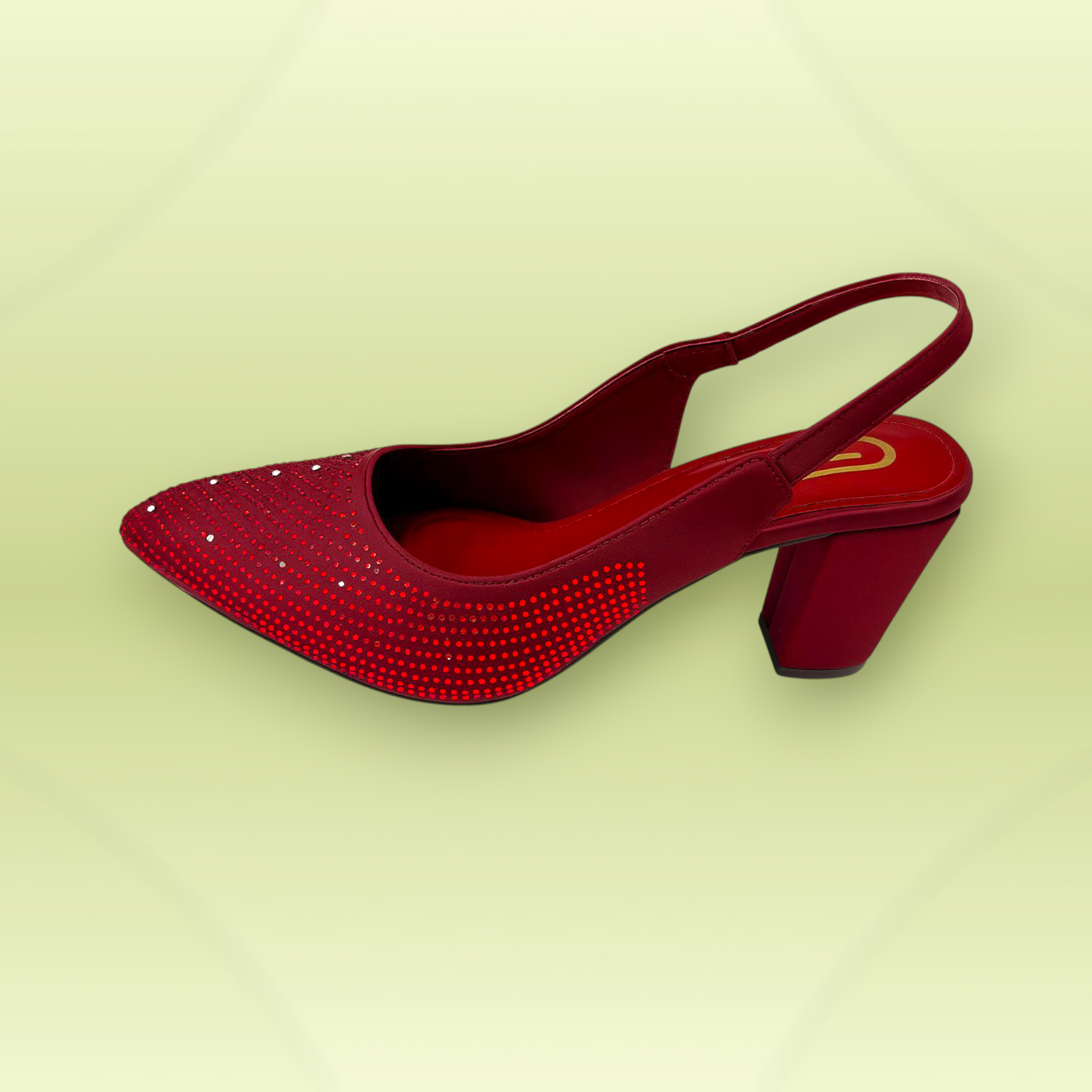 Rhinestone Slingback Block Heel Pumps