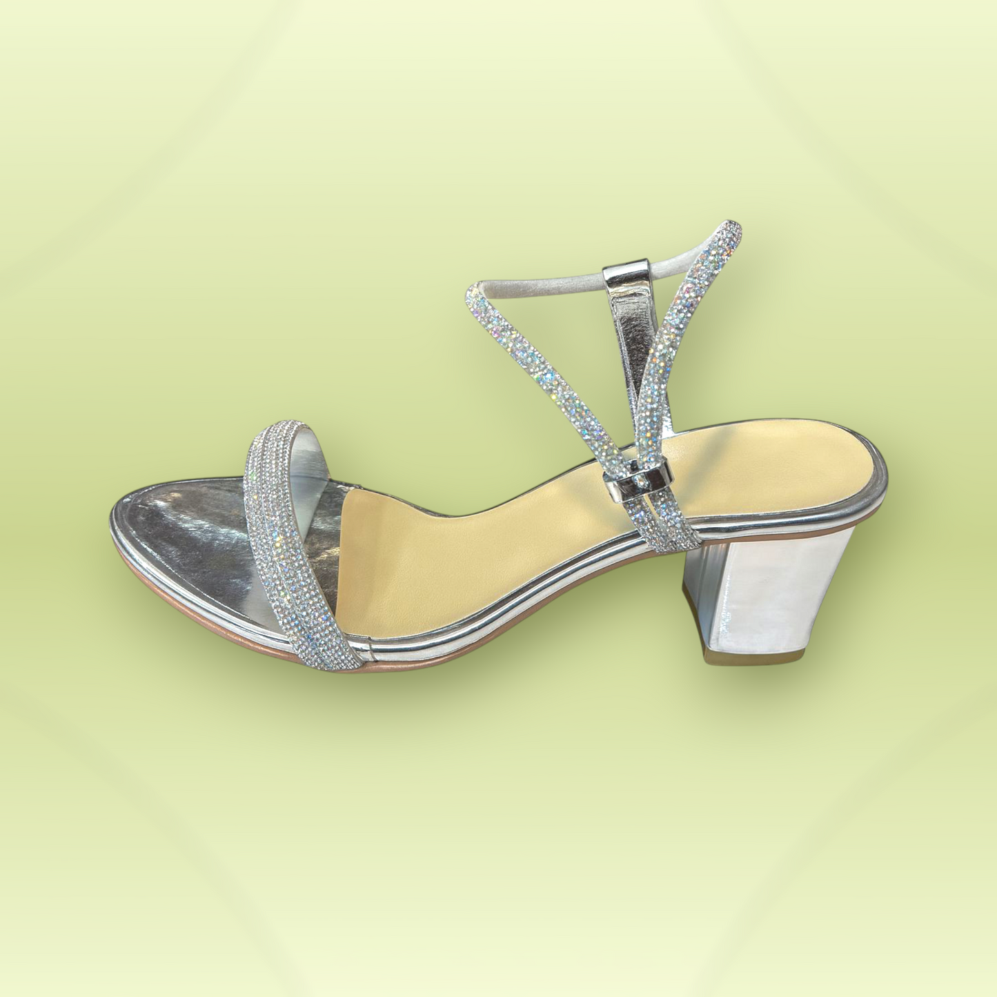 Crystal Strap Block Heels