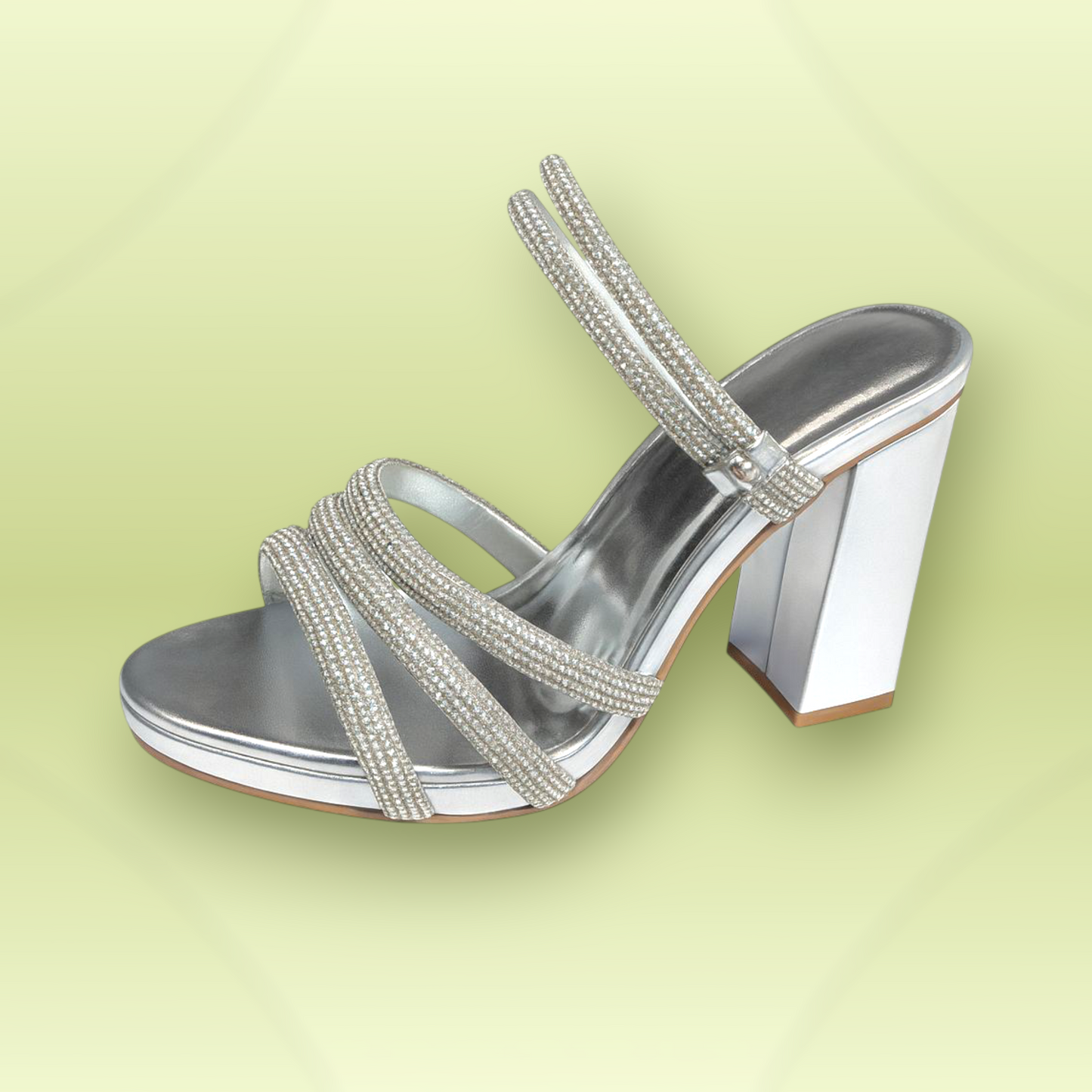 Crystal Strap Block Heel Sandals