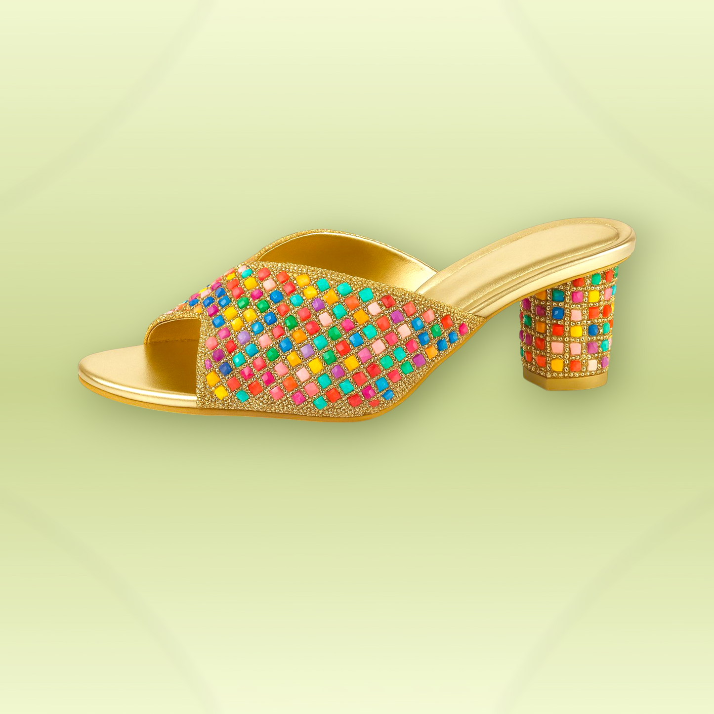 Pearl Bow Embellished Block Heel