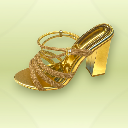 Crystal Strap Block Heel Sandals