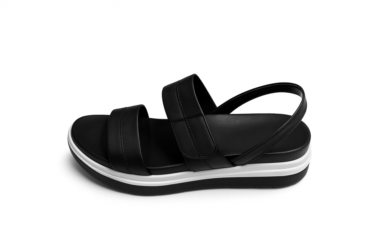 Black Double Strap Slingback Sandals