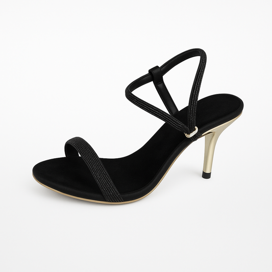 Black & Gold Stiletto Sandals