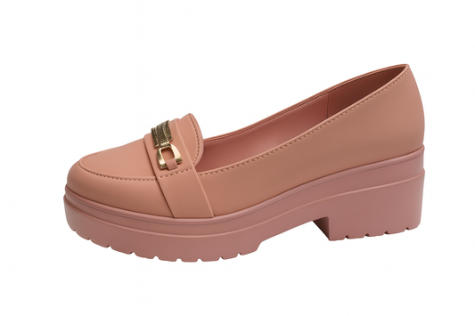 Blush Gold Accent Platform Loafers