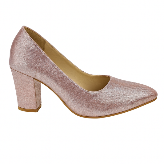 Blush Pink Shimmer Block Heels