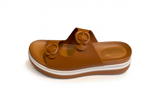 Brown Double Buckle Comfort Sandals