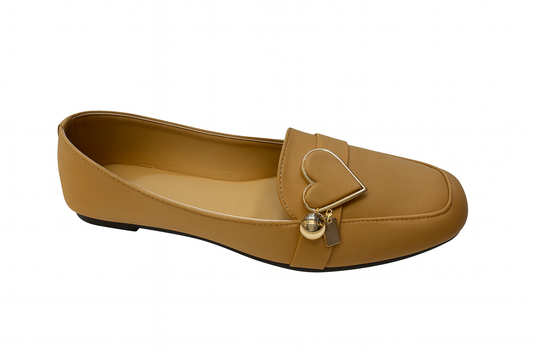 Caramel Heart Charm Loafers
