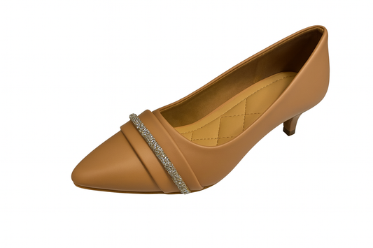 Caramel Sparkle Strap Kitten Heels