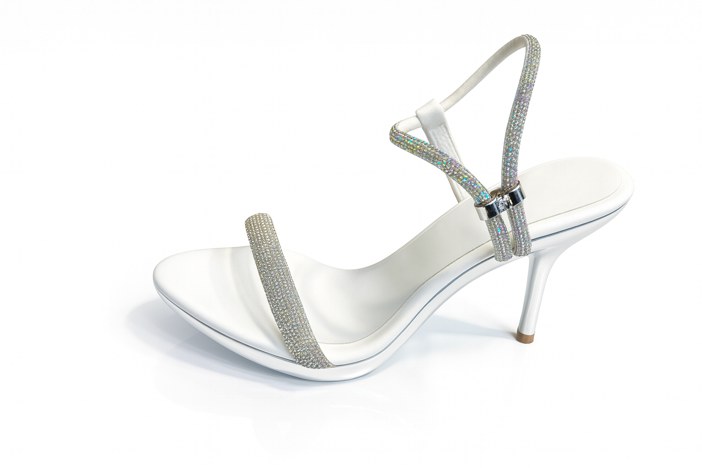 Crystal White Stiletto Sandals