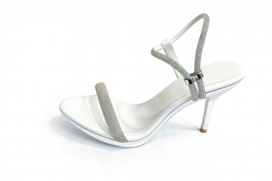 Crystal White Stiletto Sandals
