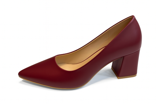 Deep Maroon Block Heels