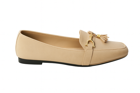 Golden Beige Luxe Tassel Loafers