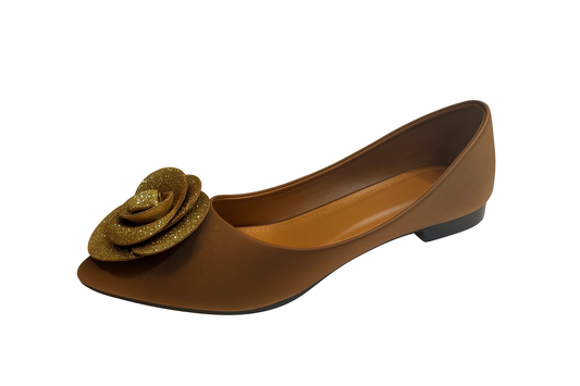 Golden Blossom Embellished Flats
