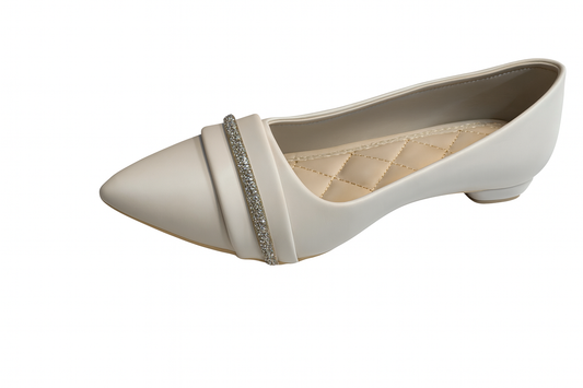 Ivory Crystal Strap Comfort Flats