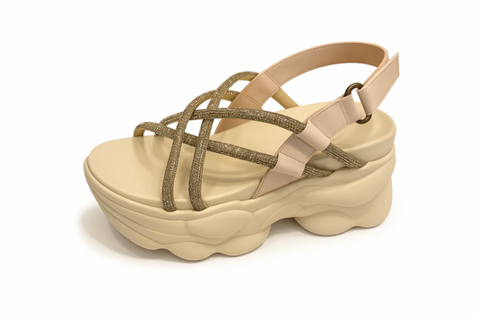 Metallic Crisscross Chunky Platform Sandals