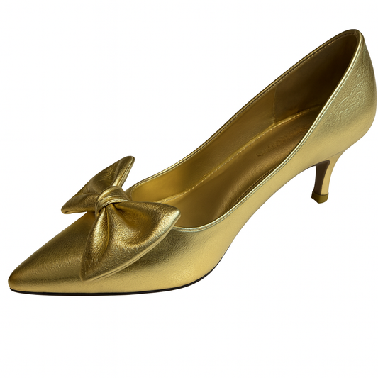 Metallic Gold Bow Stiletto Heels