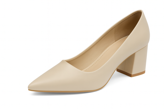 Nude Beige Block Heels