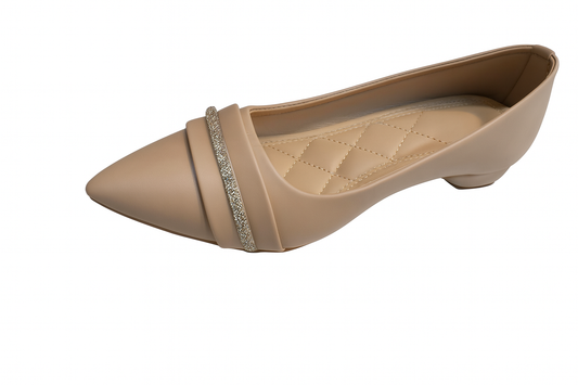 Nude Crystal Strap Comfort Flats